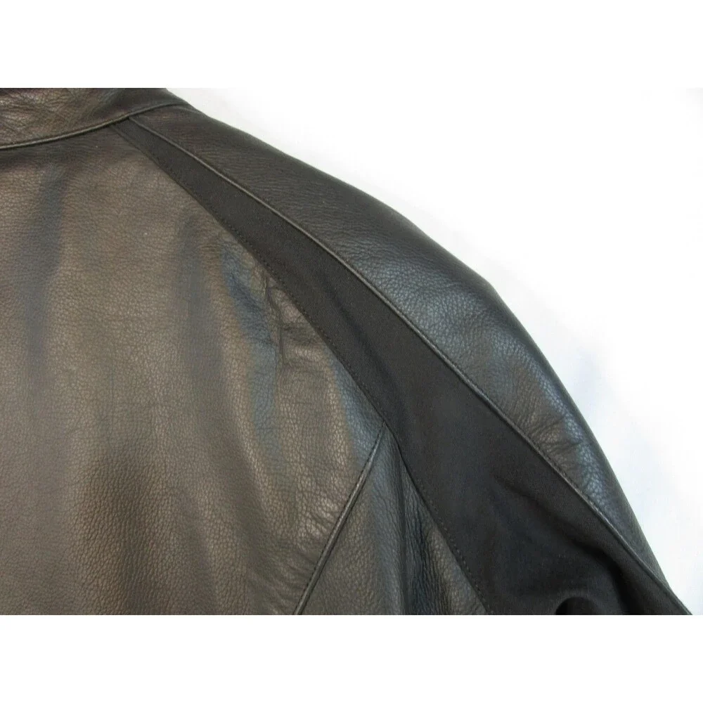 Triumph Leather Motorcycle Jacket Mens Medium Black Insulated Padded Lined - Picture 6 of 16
